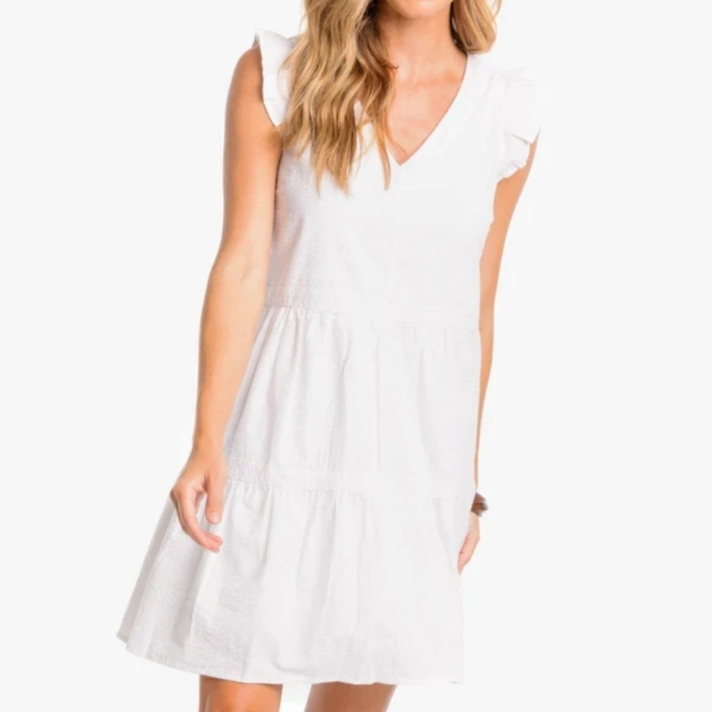 NWT Southern Tide Evelyn Seersucker Tiered Dress